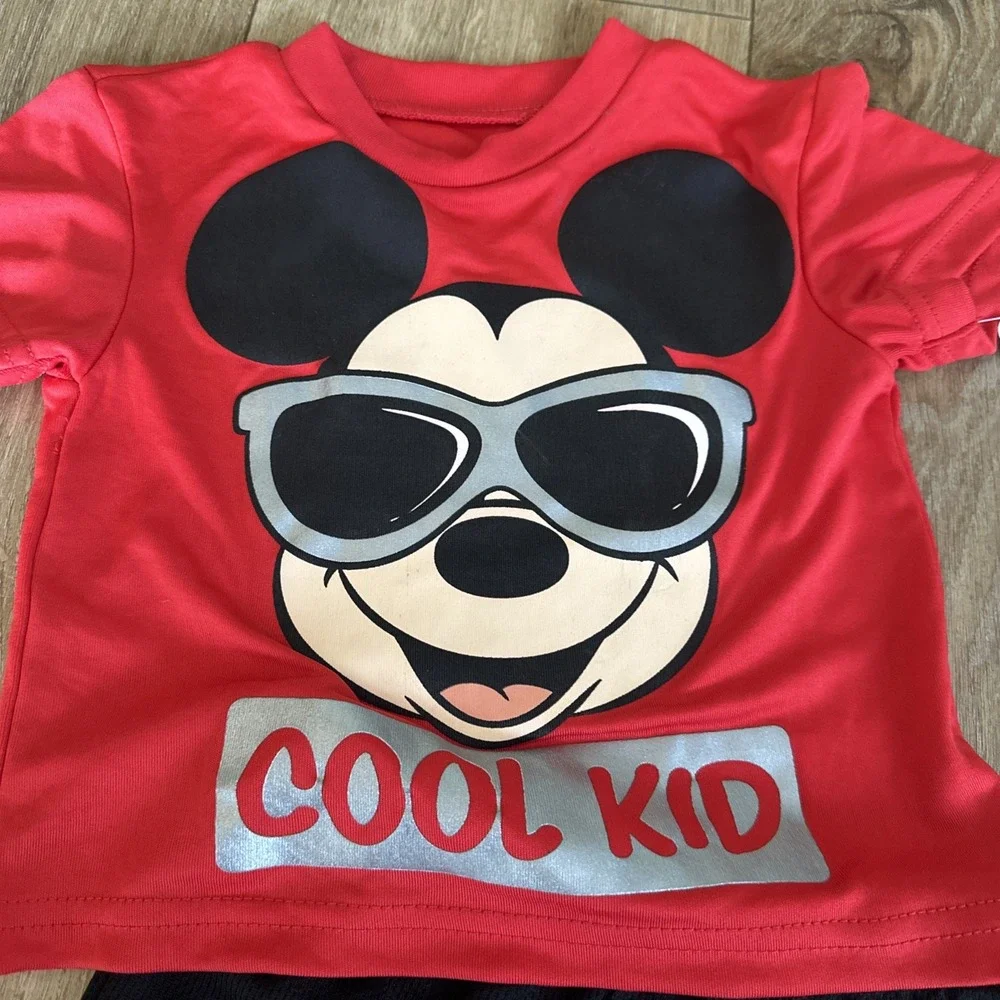 Disney Junior Mickey Mouse "Cool Kid" Baby Short Set Size 12M 2 Piece NEW - Picture 2 of 7